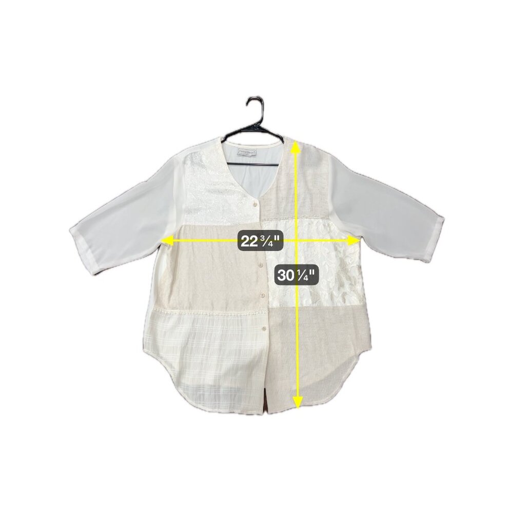 Vintage Fitting Image Patchwork Button Front Blou… - image 8